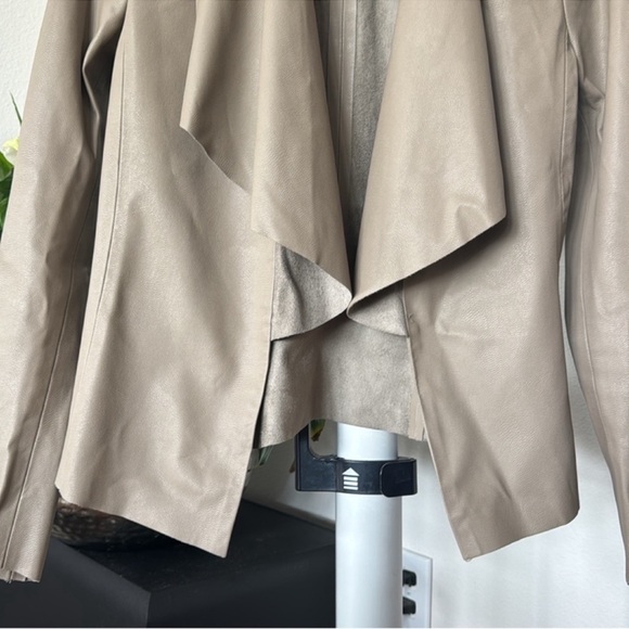 Zara Faux leather Open Front Jacket Sz S Gray Taupe - Picture 3 of 9